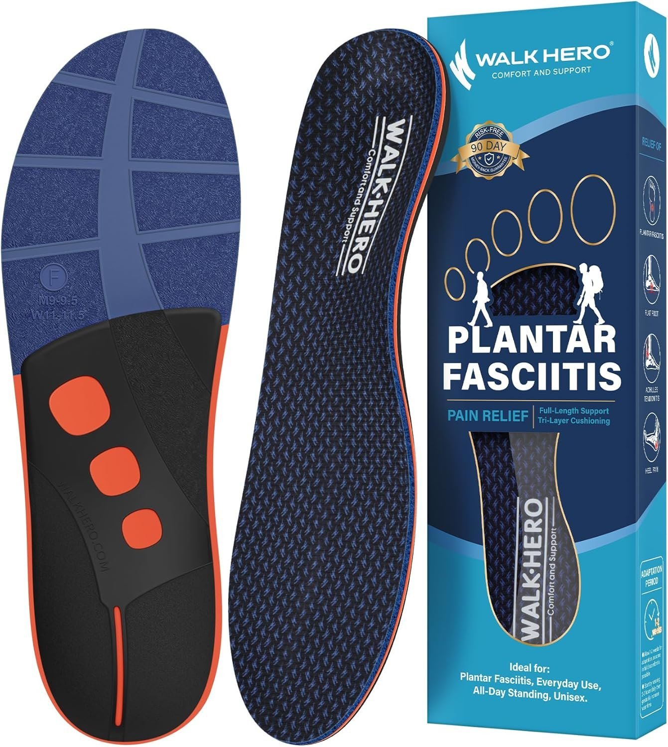 Feet Insoles High Arch Supports Orthotics Inserts Relieve Flat Feet, Foot Pain