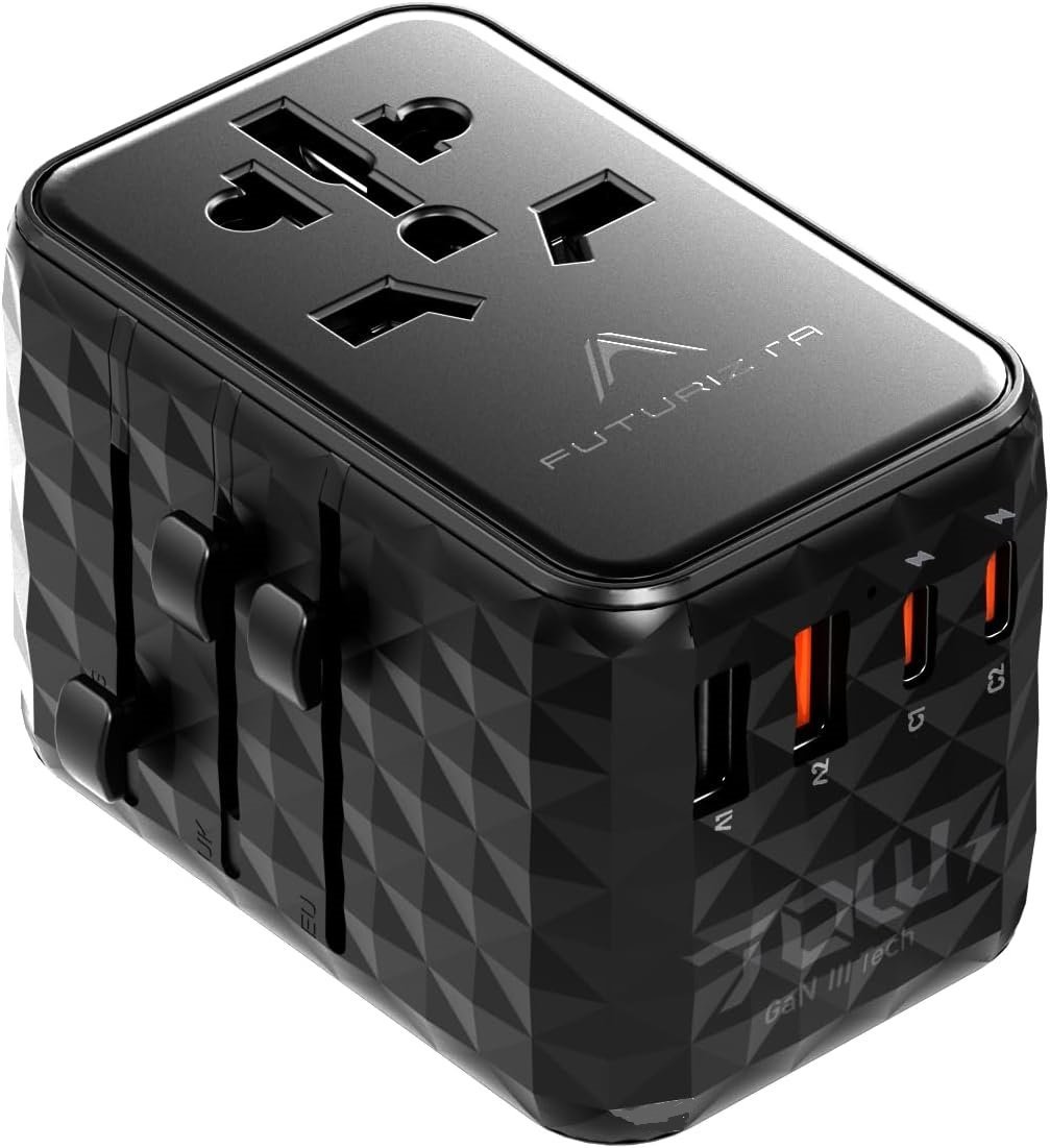 All in 1 TravlMate 5v and 20v Laptop, MacBook, Mobile 70W GaN Universal Travel Adapter, 2500W, Global Plug Compatibility, 4-in-1 Design