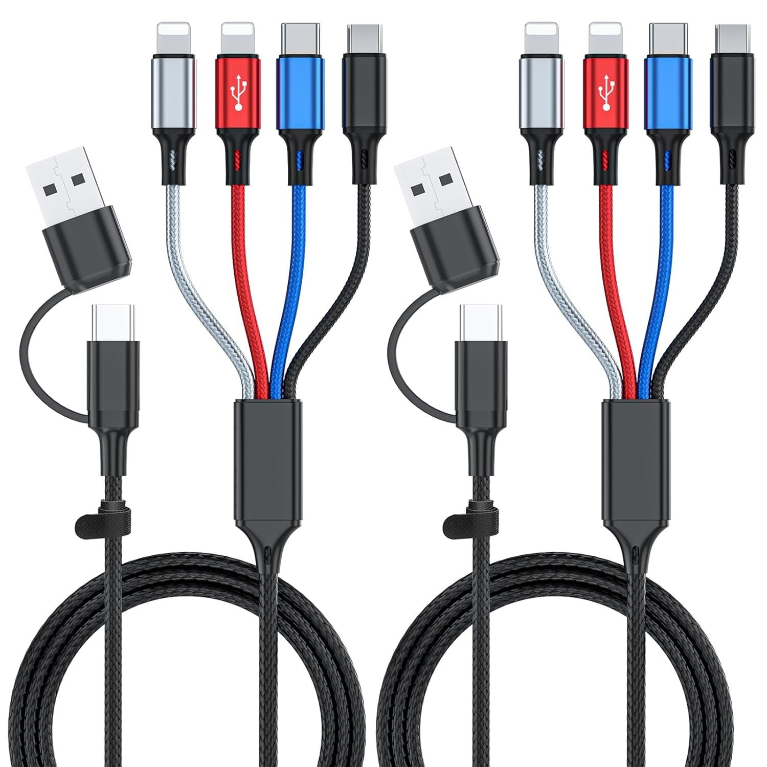 6 in 1 Multi Charging Cable 2Pack-6FT Multi USB Cable 3A Multi Charger Cable