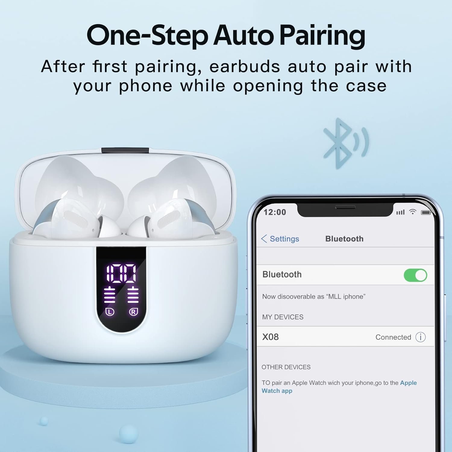 Bluetooth Headphones True Wireless Earbuds 60H Playback LED Power Display Earphones with Wireless Charging Case IPX5 Waterproof - Image 6