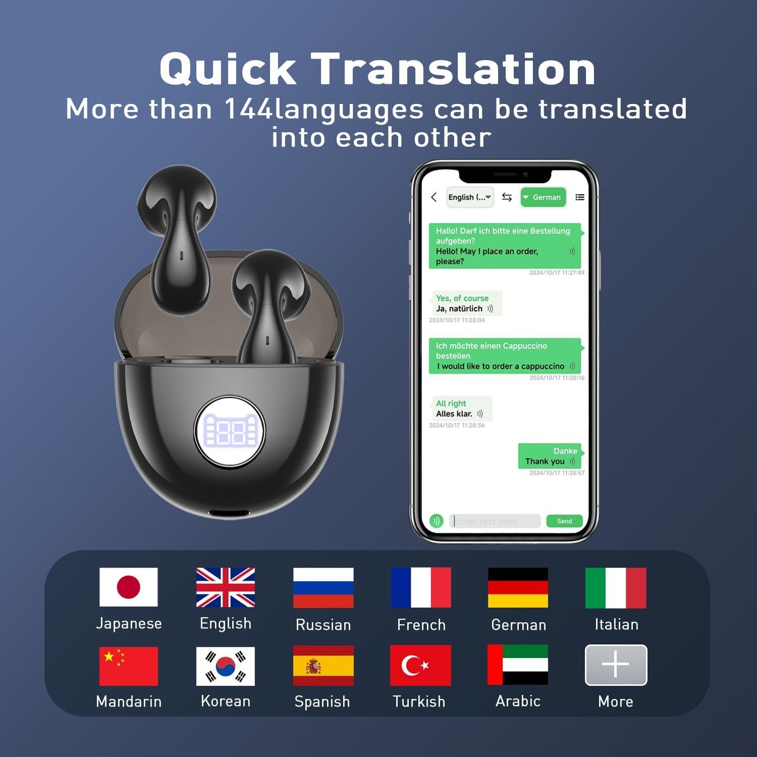 AI Language Translation Earbuds - Translation Earbuds Real Time, 144 Languages - Image 5