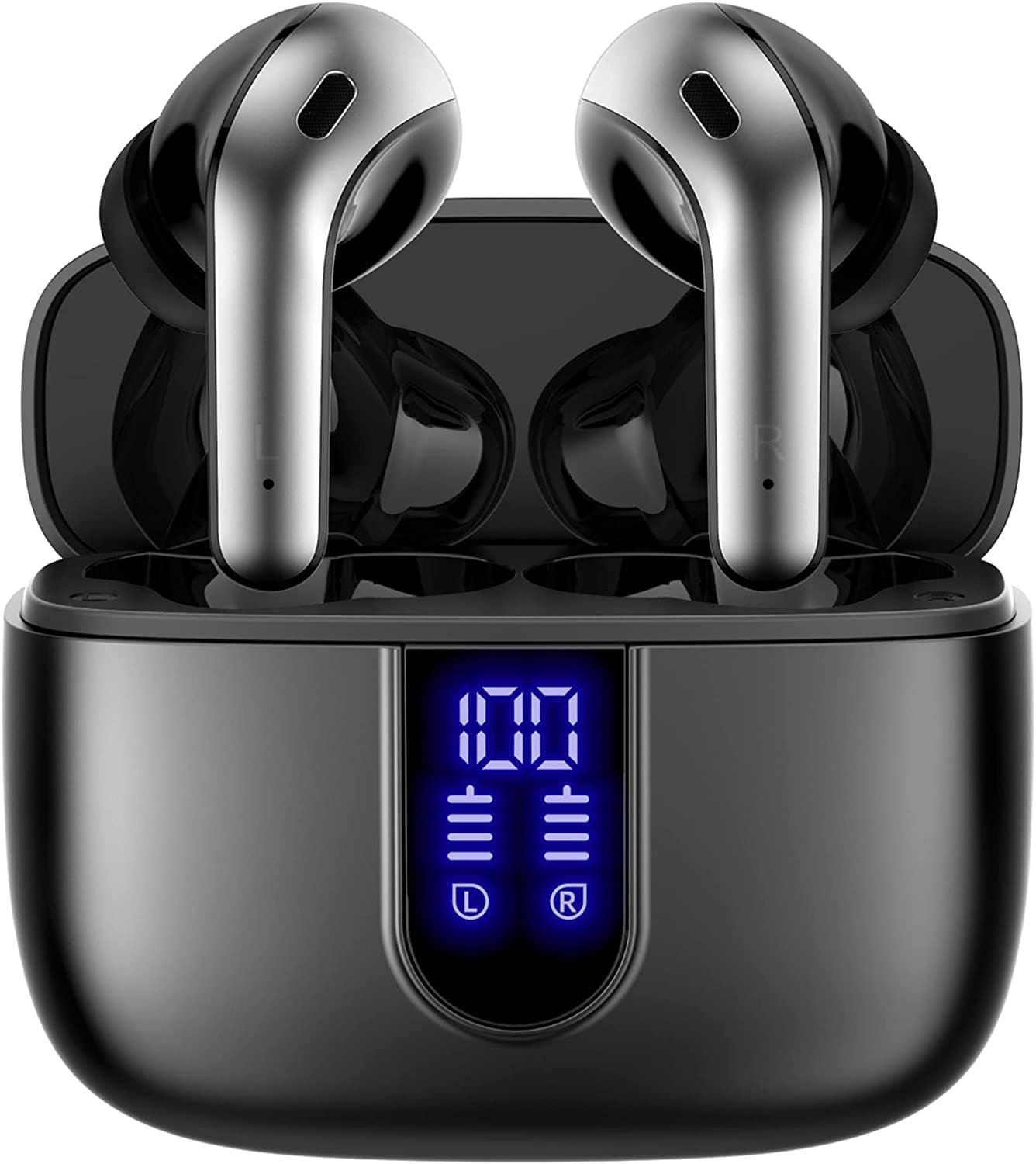 Bluetooth Headphones True Wireless Earbuds 60H Playback LED Power Display Earphones with Wireless Charging Case IPX5 Waterproof