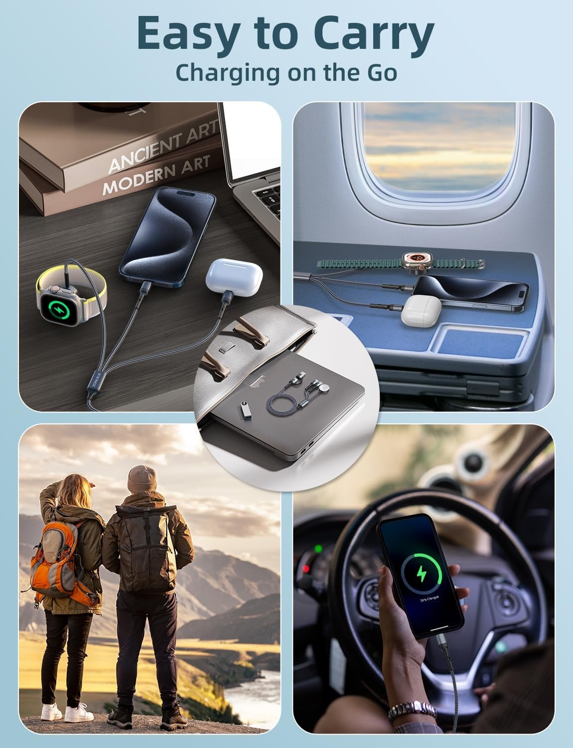 Charger Cable for Apple Watch Upgraded 3 in 2 Fast iPhone Watch Charger USB C Multi Fast Charging - Image 8