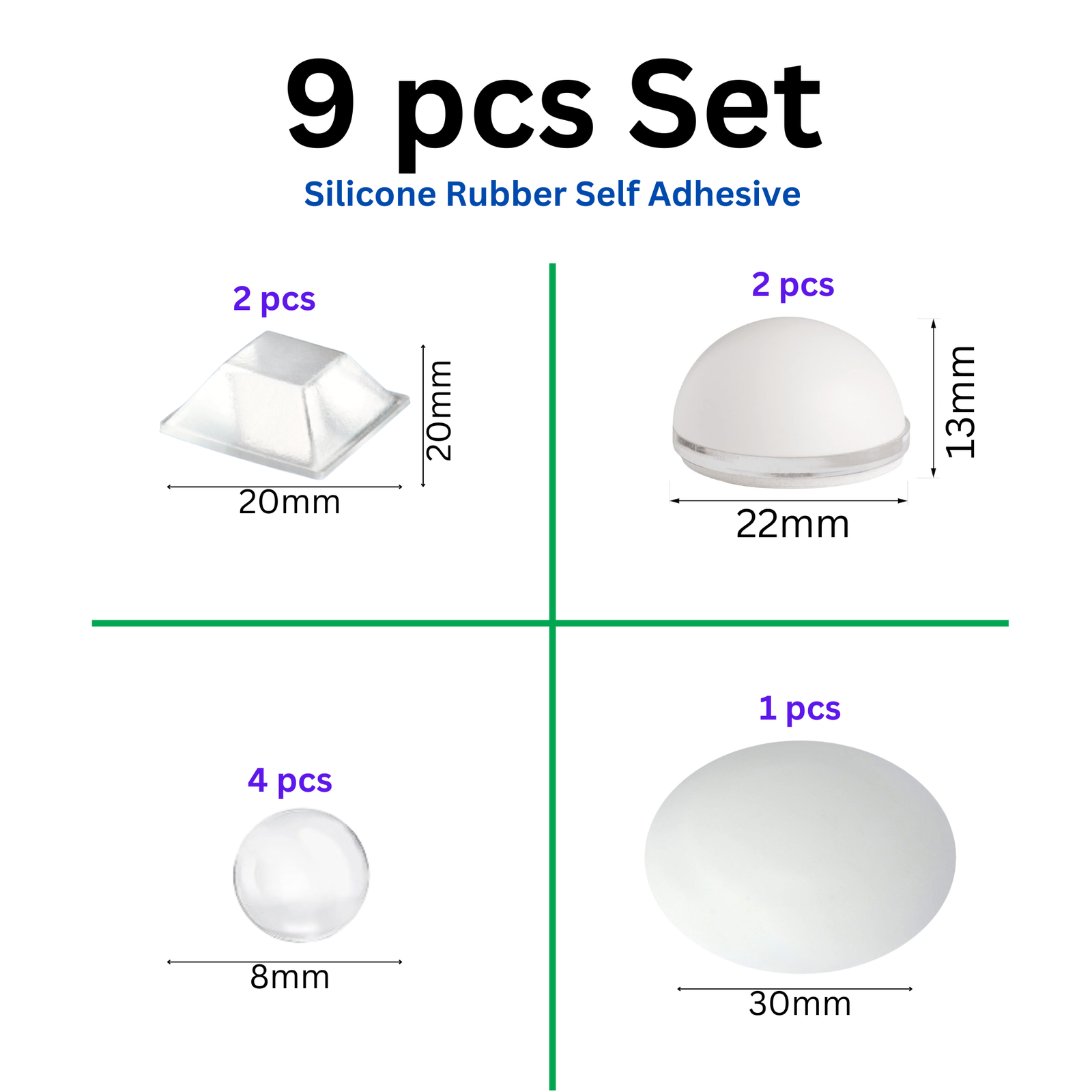 HOMINITI Door Stopper Bumpers Self Adhesive Noise Dampening Pads Silicone Rubber for Cabinets Drawers Picture Frames Cutting Board and Furniture Surface Protection 4 Sizes 9 Pcs in1 Pack - Image 3