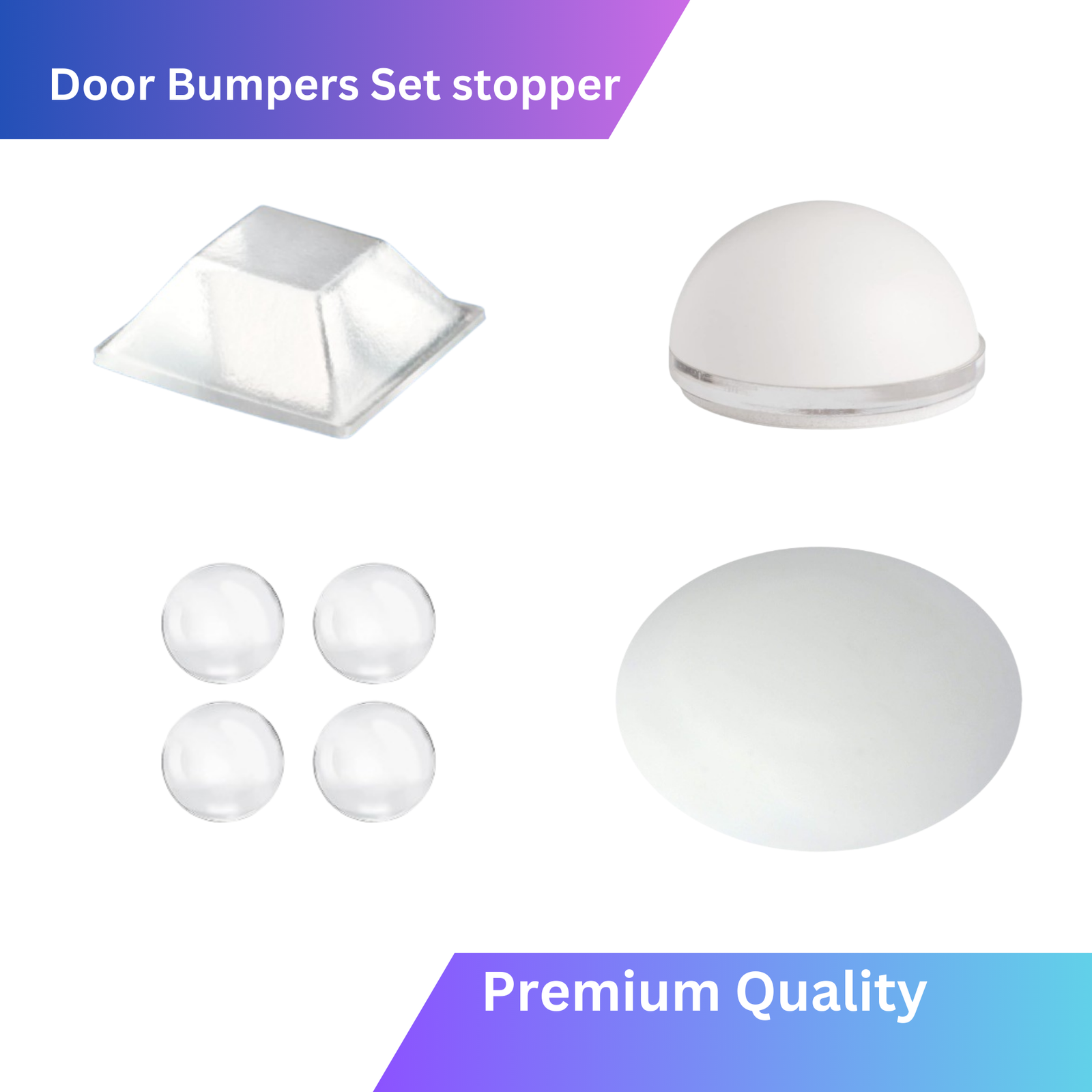 HOMINITI Door Stopper Bumpers Self Adhesive Noise Dampening Pads Silicone Rubber for Cabinets Drawers Picture Frames Cutting Board and Furniture Surface Protection 4 Sizes 9 Pcs in1 Pack